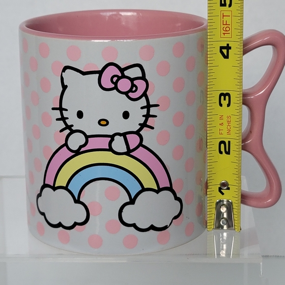 Hello Kitty Silver Buffalo Sanrio Rainbow Dots Sculpted Bow Handle Ceramic Mug - Picture 11 of 12